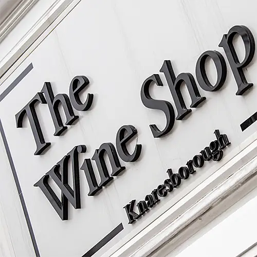 Shop Signage for The Wine Shop Knaresborough created by Knaresborough Graphics